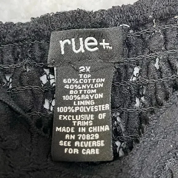 Rue‎ + Women’s Strappy Dress Plus Sz 2X Black/White Lace Tiered Stretch - Picture 3 of 6